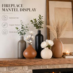 Ceramic Vase Set of 5, Modern Vases Home Decor, Neutral Decorative Vases for Pampas Grass Dried Fresh Flowers, Small Vase Set for Living Room Kitchen Bedroom Bathroom Entryway Mantel Decor - Image 6