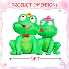 DomKom 5FT Valentines Day Inflatables Outdoor Decorations, Frog Couple Blow Up Build-in Led Lights for Wedding Party Garden Yard Lawn Décor - Image 2