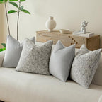 a moment Grey 4 Pack Throw Pillow Covers - Chenille & Velvet Set with Piping, Farmhouse Textured Design Pillow Cases for Couch Sofa Bed Livingroom (20x20 Inch, No Insert) - Image 2