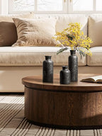 LE TAUCI Ceramic Vase Set of 3, Black Speckled Flower Vases for Fresh or Dried Flowers, Modern Farmhouse Home Decor for Coffee Table, Mantel, Shelf, Entryway, Distressed Iron Black - Image 6