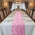 4 Pcs Rosette Table Runner 14x108 Inch for Wedding, Pink - Image 3