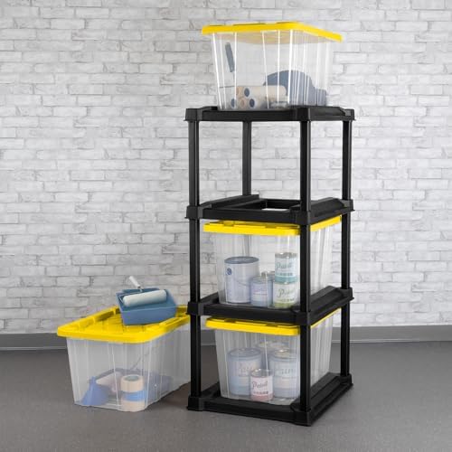 Sterilite 4-Tier Tote Rack & 4-Pack 27 Gallon Storage Box, Shelf and Tote Organizers - Plastic Shelving Unit and Container Bins for Bathroom, Garage, Pantry, Bookshelf, and Bedroom Organization - Image 7
