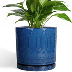 Eightpot Ceramic Planter - 8 Inch Plant Pot Indoor with Drainage Holes and Saucer Round Planter Outdoor Mid-Century Modern Flower Pot Succulent Pot for Home Decor Blue by Eightpot