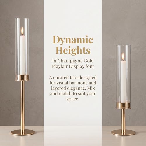 Gold Hurricane Candle Holders Set of 3, Tall Metal Windproof Glass Taper Candle Holder for Candelabra Centerpieces for Dining Table, Wedding, Party & Fireplace Mantel Decor - Image 6