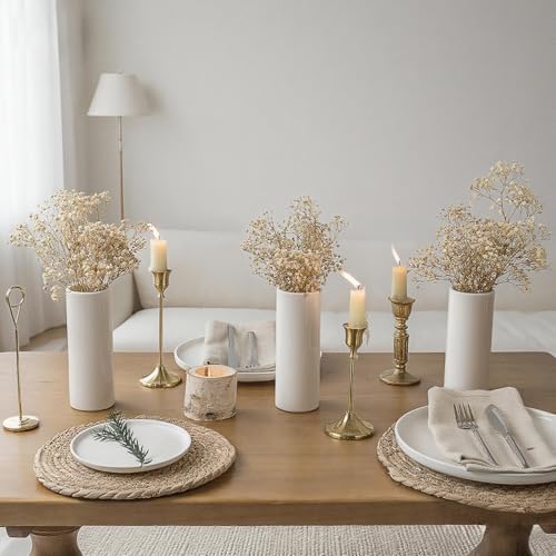 Modern White Ceramic Vase Set of 10 for Living Room Bedroom 7.08'' Minimalist Fresh Small Flower Vases for Bouquet Fake Plant Home Decor Office Fireplace Centerpieces Nordic Style 10 Pack - Image 3