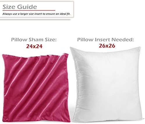 Nestl Throw Pillow Covers, Cozy Velvet Decorative Pillow Cases 24 x 24 Inches, Soft Solid Couch Pillow Covers for Sofa, Bed and Car, Set of 2 - Hot Pink - Image 2