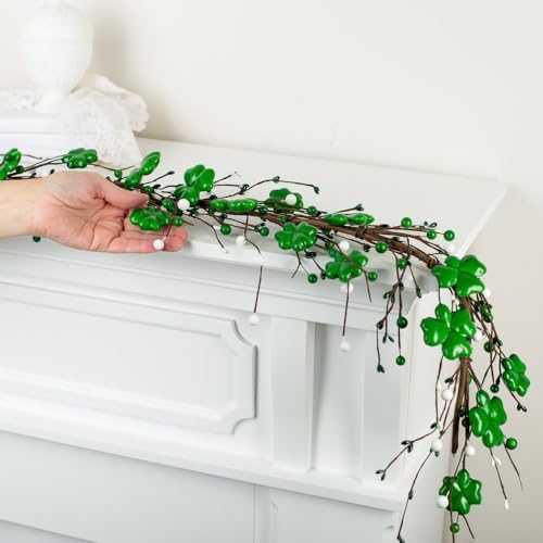 St. Patrick's Day Shamrock Pip Berry Garland - Irish Lucky Clovers and Berries Arrangement for Ireland Saint Paddy's Decorations (60 inches) - Image 4
