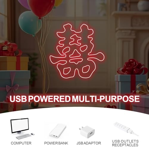 Double Happiness Neon Sign for Chinese Wedding Backdrop Romantic Wall Decor - Image 5