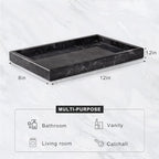 Marble Bathroom Tray for Countertop & Home Decor, Natural Decorative Marble Tray for Jewelry & Perfume Organizer, Luxury Stone Vanity Trays for Dresser, Kitchen Counter, 12" x 8", Gray Black - Image 3