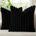 decorUhome Fall Faux Fur Throw Pillow Covers 24x24 Set of 2 Black by decorUhome