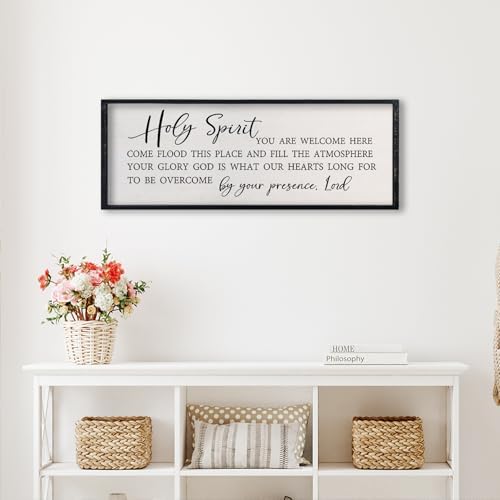 comurdyo Holy Spirit You are Welcome Here Wall Decor Art, 32x12 Inch Black - Image 7
