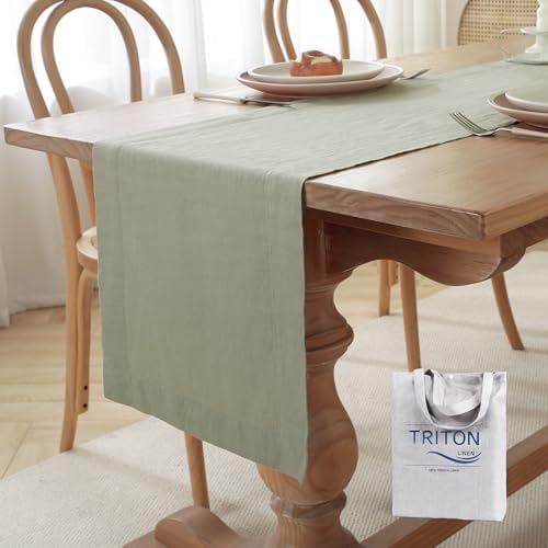 100% Pure French Linen Table Runner (SAGE,14x120 Inch) - Image 6