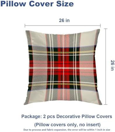 Batmerry Christmas Buffalo Check Plaid Throw Pillow Covers, Red Black and Beige Decorative Pillow Covers Digital Printing Blended for Couch Sofa Bed Invisible Zipper 26X26 in(Set of 2) - Image 5