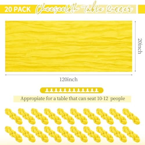 20 Pack Yellow Cheesecloth Table Runner 10Ft Boho Gauze Long Romantic Sheer Fabric for Wedding Party Bridal Shower - Image 2