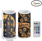 Haunted House LED Candles with Remote Timer Color Changing Control for All Saints' Day Decoration Set of 2 Flameless LED Candles Halloween Decorations - Image 3