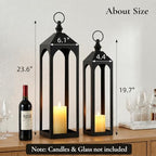 24" & 20" Large Outdoor Floor Lantern, Black Front Porch Decor - Image 2