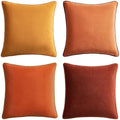 MONDAY MOOSE Decorative Throw Pillow Covers Cushion Cases, Set of 4 Soft Velvet Modern Double-Sided Designs, Mix and Match for Home Decor, Pillow Inserts Not Included (20x20 inch, Orange/Brown) by MondayMoose