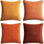 MONDAY MOOSE Decorative Throw Pillow Covers Cushion Cases, Set of 4 Soft Velvet Modern Double-Sided Designs, Mix and Match for Home Decor, Pillow Inserts Not Included (22x22 inch, Orange/Brown) by MondayMoose