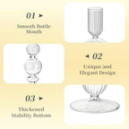 Hewory Glass Candlestick Holders Set: 3PCS Clear Taper Candle Holders Bulk - Image 5
