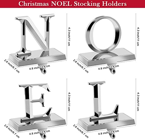MCEAST Set of 4 Christmas Stocking Holders Noel Metal Stocking Hangers Mantel Hook Hangers Fireplace Stocking Hooks for Christmas Decoration - Image 2