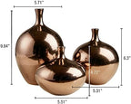Madison Park Signature Ansen Ceramic Handmade Vase Set Home Décor - Metallic Accent Living Room Decoration Ideal for Shelf, Side Table, Mantle Ornaments, Multi Size, Bronze 3 Piece - Image 3