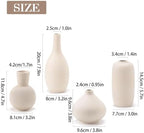 Beige Ceramic Vase Home Decor Small Flowers Vase Set of 4 Living Room Decoration Bookshelf Bedroom Kitchen Dining Table Modern Farmhouse - Image 3