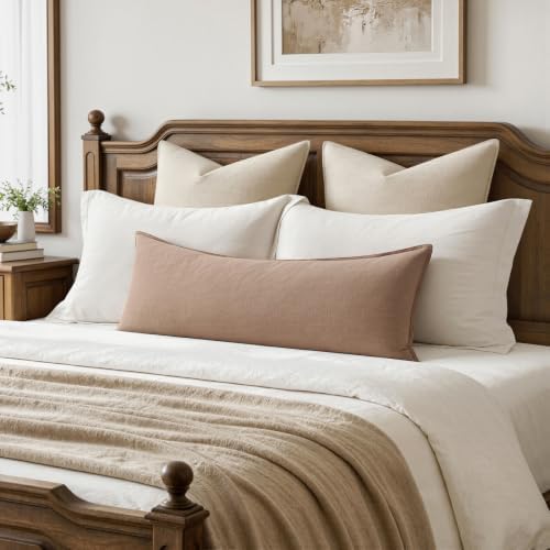 MIULEE Decorative Linen Lumbar Pillow Cover 14x36 Inch Camel - Image 2