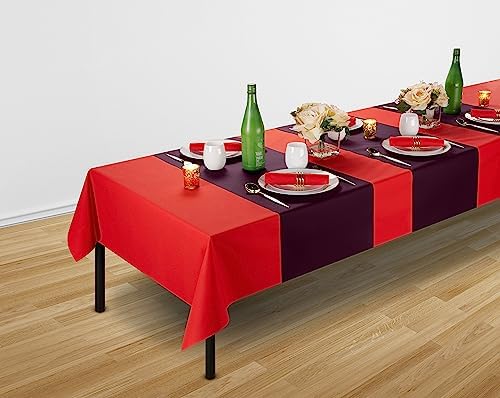Disposable Table Runner for Dining Table, 16" 20-Pack Linen-Like Plum Paper Table Runners for Party, Wedding Or Event - Image 3