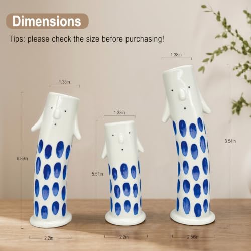Cute Ceramic Face Vase Set of 3, Aesthetic Small Bud Vases for Home Table Shelf Decor - Image 3