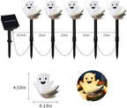 Halloween Solar Lights for Outdoor Decorations, 5 Pack Ghost Pathway Lights, Solar Ghost Lights for Garden, Yard, Party Halloween Decor (Happy) - Image 7