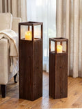 NUPTIO Wooden Floor Candle Holders: 34/26 inch Set of 2 Large Lanterns by Nuptio