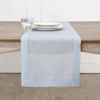 Solino Home 100% Pure Linen Table Runner Light Blue Hemstitch, 14 x 132 in by SolinoHome