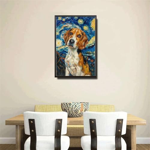 Metal Sign Vintage Tin Sign Beagle'S Starry Night Adventure Inquisitive Beagle in Night for Home Family Room and Seasonal Celebrations Corrosion Resistant Aluminum 6×8 Inches with Metal Frame - Image 4