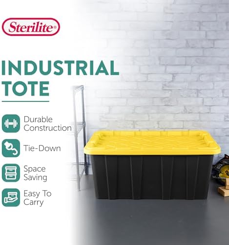 Sterilite Industrial Storage Tote with Lids for Garage, 38 Gallon, 12-Pack - Image 3