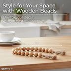 Wood Decorative Objects Bead Garland – Decorative Object Accent for Styling – Coffee Table or Shelf Display – Rustic Bead Tassels for Relaxed Accessories, Home Decor – 32", Brown - Image 2