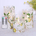 Flameless LED Candles with Remote Lemon Decal Glass Flickering Battery Operated Candles for Home Room Party Wedding Holiday Christmas Decor - Set of 3 by Silverstro