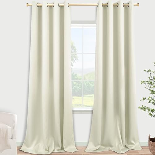 120 Inches Extra Long Curtains for Living Room 2 Panels Grommet Darkening Insulated Thermal 90% Blackout Drapery Tall Ceiling Curtain for Large Big Window Treatments Ideas Drapes,Cream/Off White/Ivory - Image 3