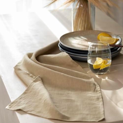 Linen Table Runner 90 inches Long- 100% Pure Linen Flax - Stonewashed European Linen Table Runner (Royal Creme, 14 x 90 Inch) - for Dining, Fall, Autumn, Thanksgiving by HOUSEOFFLAX