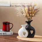 Heart Vase Set of 2, Black White Ceramic Vases, Wedding Gift for Couples - Image 4