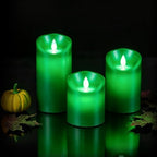 Real Wax Green Flame LED Candles, Remote Control, Moving Wick - Image 4