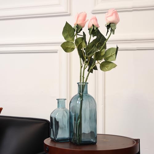 GMWD Glass Flower Vase Set of 6 Green Clear Bud Vases, 14.5 Oz 8 Oz Apothecary Bottle Vases Decorative for Centerpieces Home Decoration Wedding Reception Table Decor - Image 6