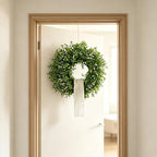 26 Inch Artificial Eucalyptus Wreath for Front Door - All Season Greenery Wreath with White Flowers, Farmhouse Spring Summer Fall Winter Decor, Indoor Outdoor Home Wall Porch Decoration - Image 2