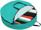 24 Inch Round Storage Bag 1 Pack,Water Green Watercolor Waterproof Wreath Storage Container with Handles&Zipper Solid Color Closet Organizer Bags Garland Box - Image 2