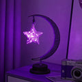LED Decorative Lamp Star Moon Lamp Handmade Iron Night Lamp 3D Magic Moonlight Lamp Bedroom Moon Lamp Christmas Home Decoration USB Power Supply 5.5 * 5.1 * 11 Inch (Pentagonal Purple) by HFHungkeong