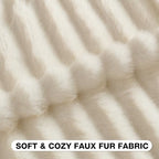 FUTEI Pack of 2 Faux Mink Fur Throw Pillow Covers 24x24 Inch, Cream White - Image 2