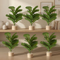 Soulchen 6 Pcs 12" Fiddle Leaf Fig Mini Artificial Tree Plants with Base by Soulchen
