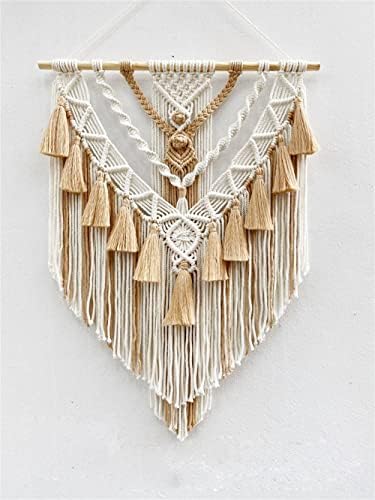 BMIDRUT Hanging Macrame Tapestry Woven Boho Wall Art Handmade Macrame Tapestry Home Wall Decor Wall Pediment 18x30 Inch (Brown) - Image 4