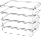 Vtopmart 4 Pack 6 Qt Plastic Storage Bins with Lids, Sensory Bins, White by Vtopmart