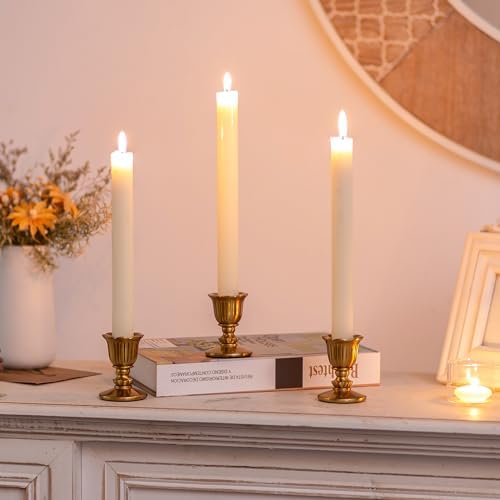 Vintage Candlestick Candle Holders Brass - Romadedi Taper Gold Candle Stick Victorian Style for Table Centerpiece Wedding Reception Festive Christmas Mantel Decoration or Home Decor Set of 6 - Image 3