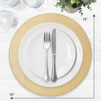 Placemats Set of 6 – Round 15” Faux Leather Table Mats for Dining, Heat Resistant & Non-Slip Washable Table Decor, Indoor, Outdoor, Dining Table Set for 6, Modern Kitchen & Holiday Use, Gold - Image 3